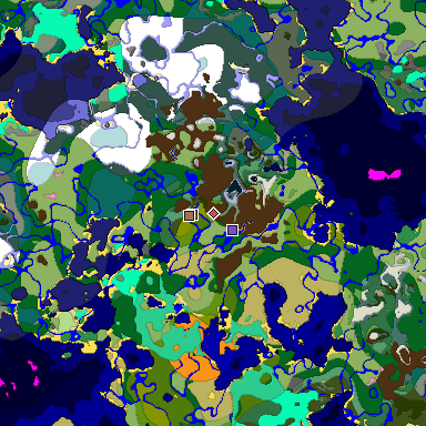Predicted biome map of Java 1.21.4 seed -2856387745290443382 around estimated spawn