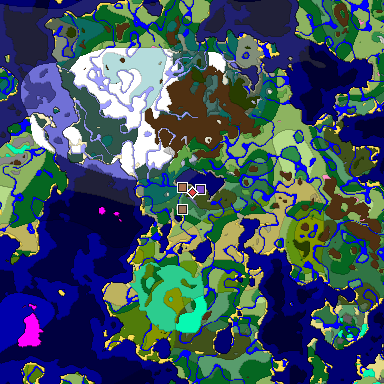 Predicted biome map of Java 1.21.4 seed -3335017927741678282 around estimated spawn