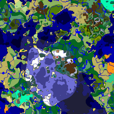 Predicted biome map of Java 1.21.4 seed -4440595157894975139 around estimated spawn