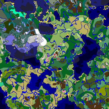Predicted biome map of Java 1.21.4 seed 1583065177095412038 around estimated spawn