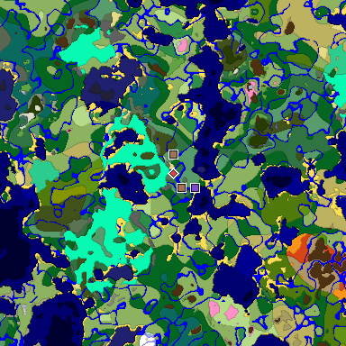 Predicted biome map of Java 1.21.4 seed 1394696691005094694 around estimated spawn