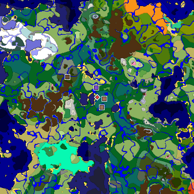 Predicted biome map of Java 1.21.4 seed -7883507375934816704 around estimated spawn