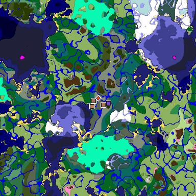 Predicted biome map of Java 1.21.4 seed -4717534246396559938 around estimated spawn