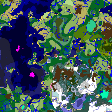 Predicted biome map of Java 1.21.4 seed 6655206878993094244 around estimated spawn