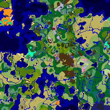 Predicted biome map of Java 1.21.4 seed -8041649996424798388 around estimated spawn