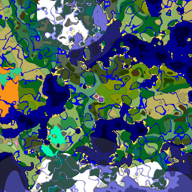 Predicted biome map of Java 1.21.4 seed -3967483445548510020 around estimated spawn