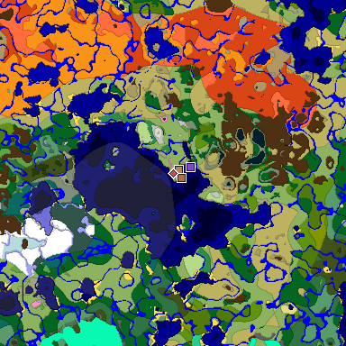 Predicted biome map of Java 1.21.4 seed 2209510659940481560 around estimated spawn