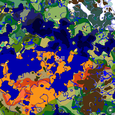 Predicted biome map of Java 1.21.4 seed -6645009372497447323 around estimated spawn
