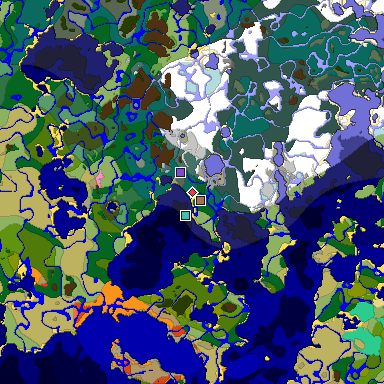Predicted biome map of Java 1.21.4 seed -1353531644457069015 around estimated spawn