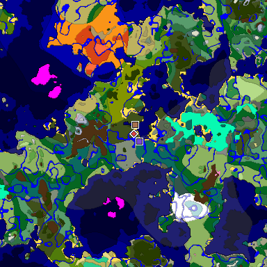 Predicted biome map of Java 1.21.4 seed -1861032187981417453 around estimated spawn