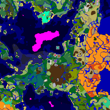 Predicted biome map of Java 1.21.4 seed -4276059558736865329 around estimated spawn