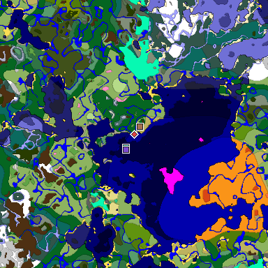 Predicted biome map of Java 1.21.4 seed 561199805675314853 around estimated spawn
