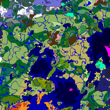 Predicted biome map of Java 1.21.4 seed 4708587120375418771 around estimated spawn