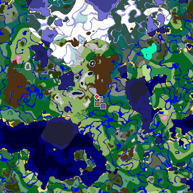 Predicted biome map of Java 1.21.4 seed 4846979870307300844 around estimated spawn