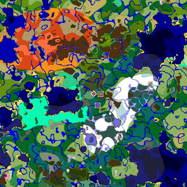 Predicted biome map of Java 1.21.4 seed -1183136941377224659 around estimated spawn
