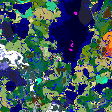 Predicted biome map of Java 1.21.4 seed -8023886150271681730 around estimated spawn