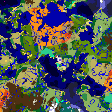Predicted biome map of Java 1.21.4 seed -5868072876780553308 around estimated spawn