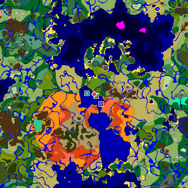 Predicted biome map of Java 1.21.4 seed 5778862603890415565 around estimated spawn