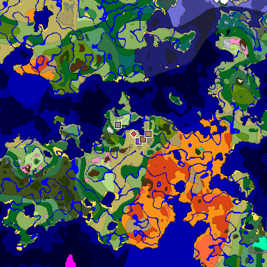 Predicted biome map of Java 1.21.4 seed -3482869986720423044 around estimated spawn