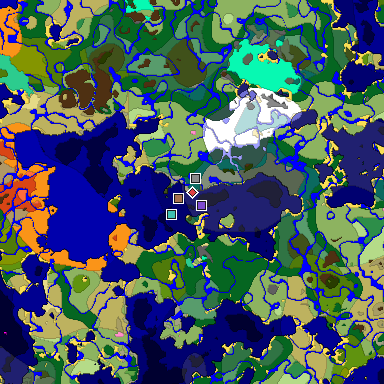 Predicted biome map of Java 1.21.4 seed -8280342612014451047 around estimated spawn