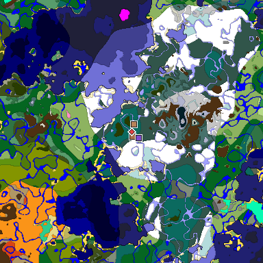 Predicted biome map of Java 1.21.4 seed -5937729381278370901 around estimated spawn