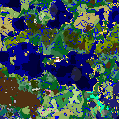 Predicted biome map of Java 1.21.4 seed 2727760850752831540 around estimated spawn
