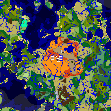 Predicted biome map of Java 1.21.4 seed -7187138194135309451 around estimated spawn