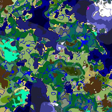 Predicted biome map of Java 1.21.4 seed -8170978502877631479 around estimated spawn