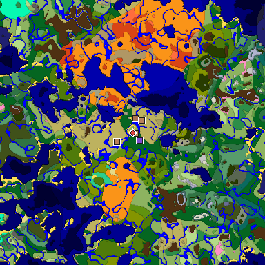 Predicted biome map of Java 1.21.4 seed -8822466130273014149 around estimated spawn