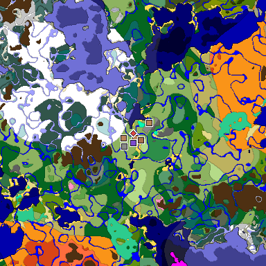 Predicted biome map of Java 1.21.4 seed 1847517512258268881 around estimated spawn
