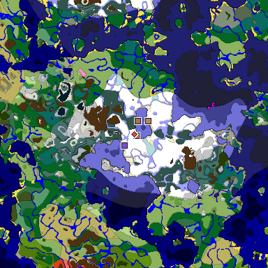 Predicted biome map of Java 1.21.4 seed 6043214380215120832 around estimated spawn