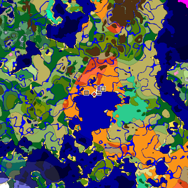 Predicted biome map of Java 1.21.4 seed -5172841615985829651 around estimated spawn