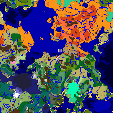 Predicted biome map of Java 1.21.4 seed 1172784050837196645 around estimated spawn