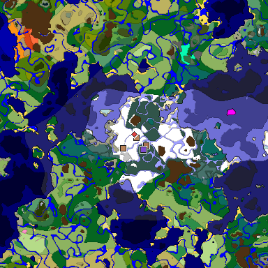 Predicted biome map of Java 1.21.4 seed 8856335618656455383 around estimated spawn