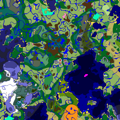 Predicted biome map of Java 1.21.4 seed -903728173536319403 around estimated spawn