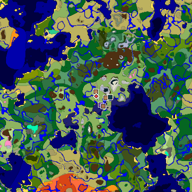 Predicted biome map of Java 1.21.4 seed -4323582730316582091 around estimated spawn