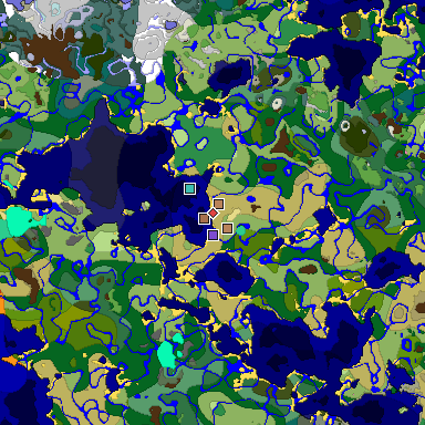 Predicted biome map of Java 1.21.4 seed -123356919501337012 around estimated spawn