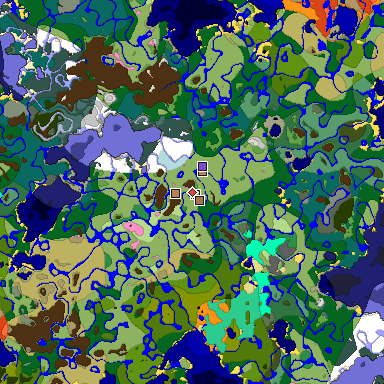 Predicted biome map of Java 1.21.4 seed -4467909907824197138 around estimated spawn