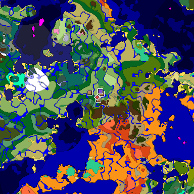 Predicted biome map of Java 1.21.4 seed 4414143822107126175 around estimated spawn