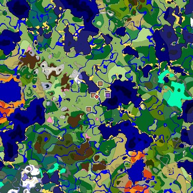 Predicted biome map of Java 1.21.4 seed 4397410979232293044 around estimated spawn