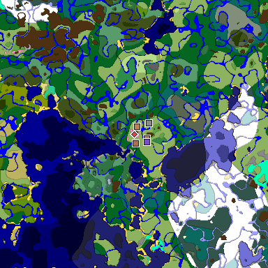 Predicted biome map of Java 1.21.4 seed -460683224058387196 around estimated spawn