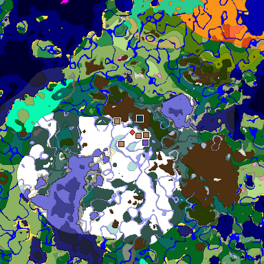 Predicted biome map of Java 1.21.4 seed -8518342723194204672 around estimated spawn