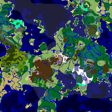 Predicted biome map of Java 1.21.4 seed 7326438438837633411 around estimated spawn