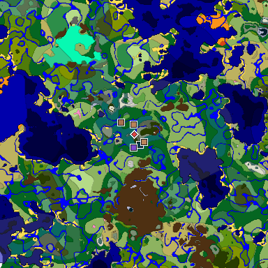 Predicted biome map of Java 1.21.4 seed -7919672421509083209 around estimated spawn