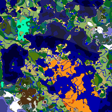 Predicted biome map of Java 1.21.4 seed 3875815941756283162 around estimated spawn