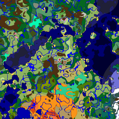 Predicted biome map of Java 1.21.4 seed 9061212358131927115 around estimated spawn