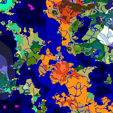 Predicted biome map of Java 1.21.4 seed 619299165976208445 around estimated spawn