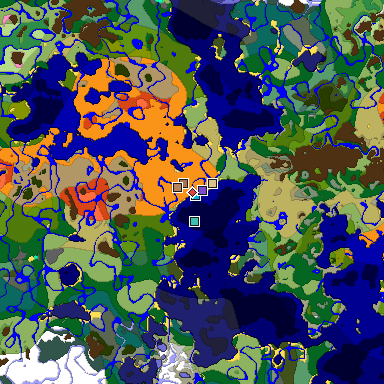 Predicted biome map of Java 1.21.4 seed -2287821963545984654 around estimated spawn