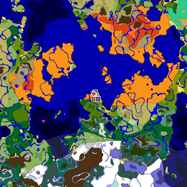 Predicted biome map of Java 1.21.4 seed 6018918234994662328 around estimated spawn