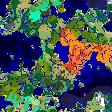 Predicted biome map of Java 1.21.4 seed -8692185638241978208 around estimated spawn